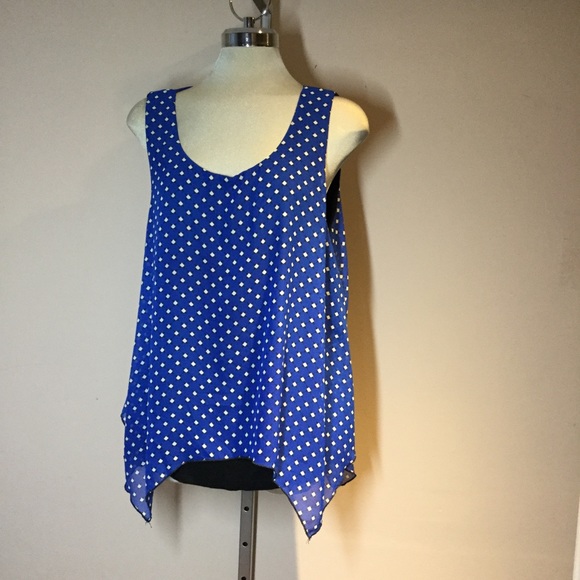 Espresso Blue And White Sleeveless A Line Blouse Size L - Picture 3 of 7